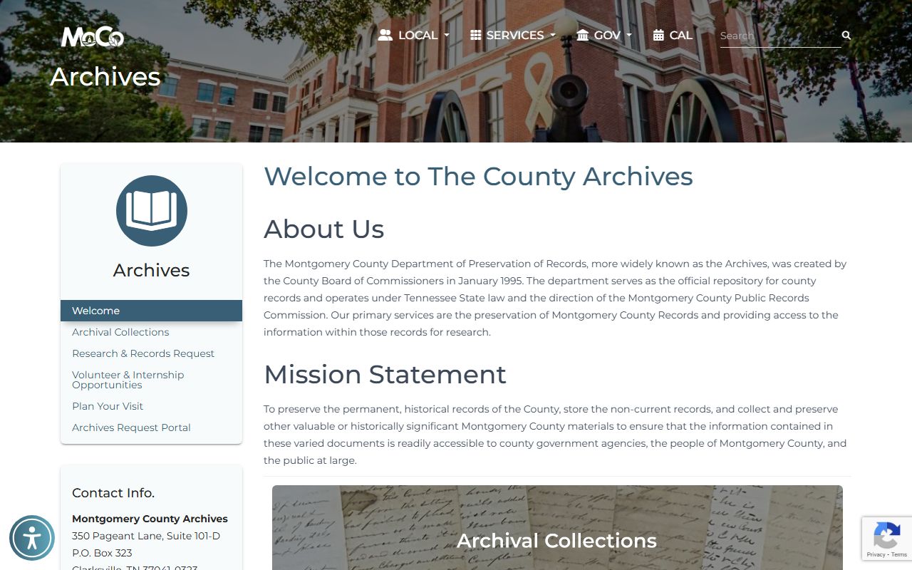 Clarksville Genealogy research at Montgomery County Archives