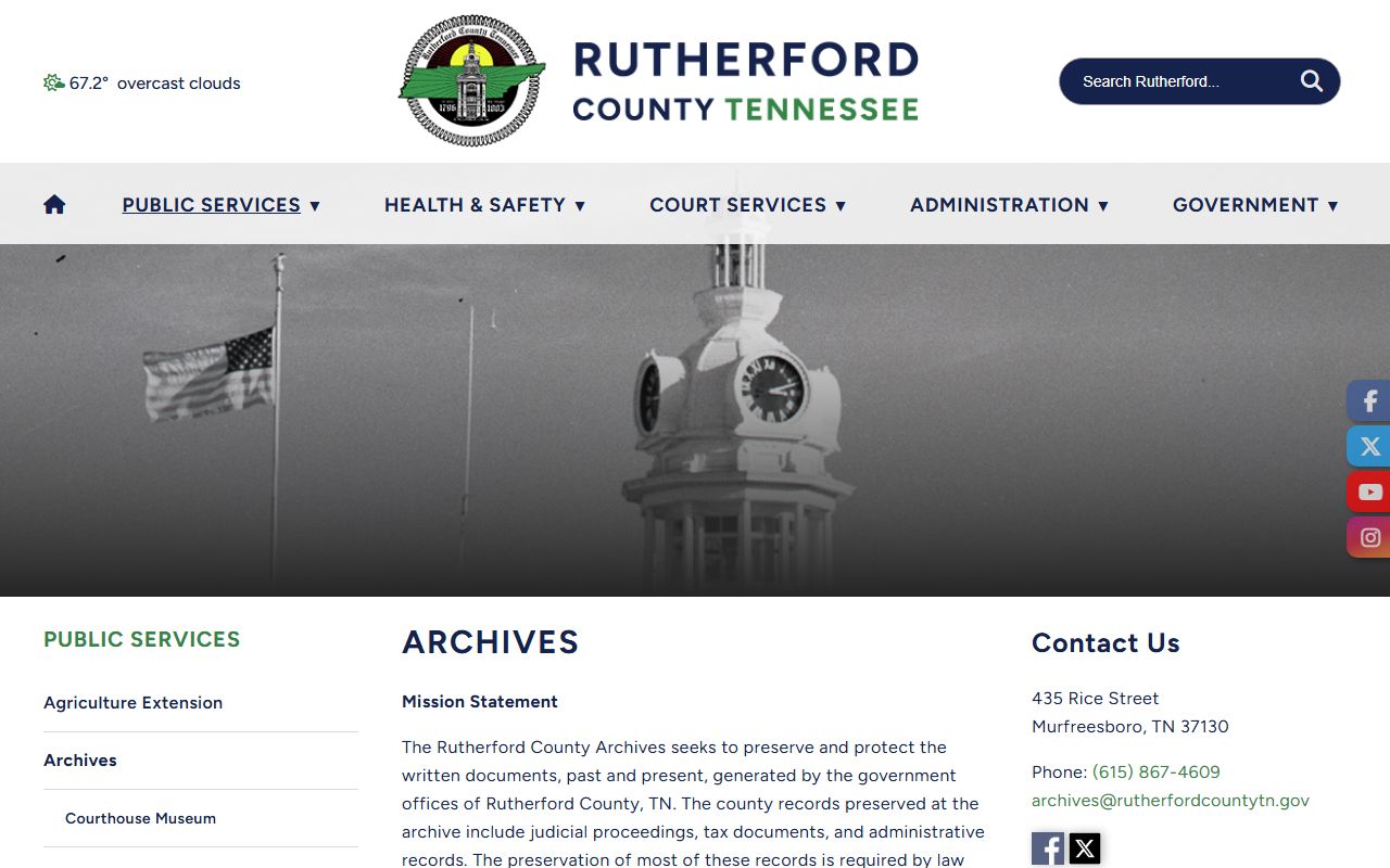 Rutherford County genealogy resources at the Rutherford County Archives in Murfreesboro