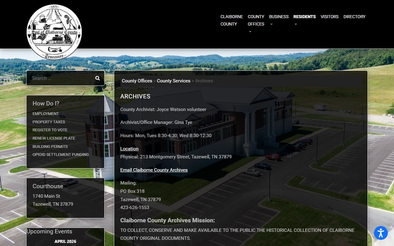 Claiborne County genealogy records at the county archives