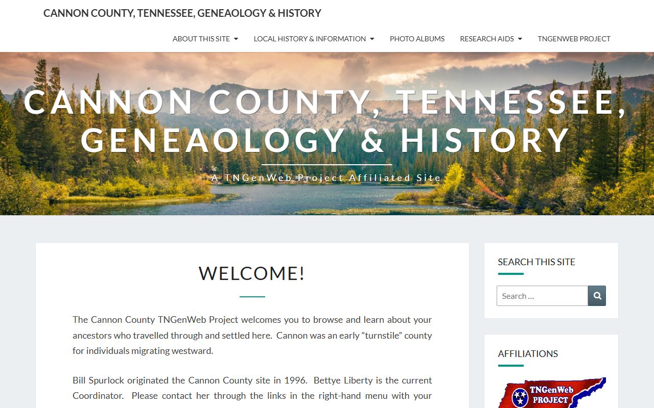 Cannon County genealogy records at TNGenWeb