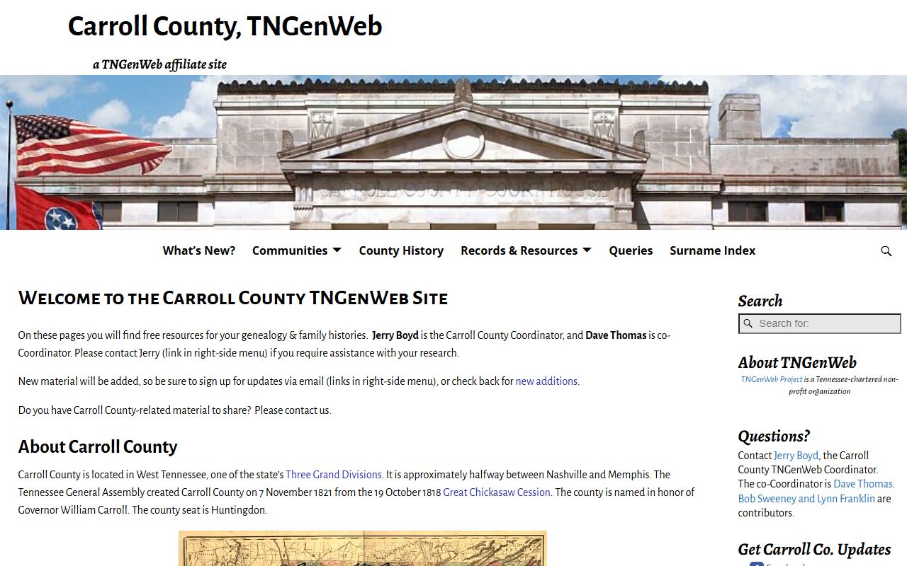 Carroll County genealogy records at TNGenWeb