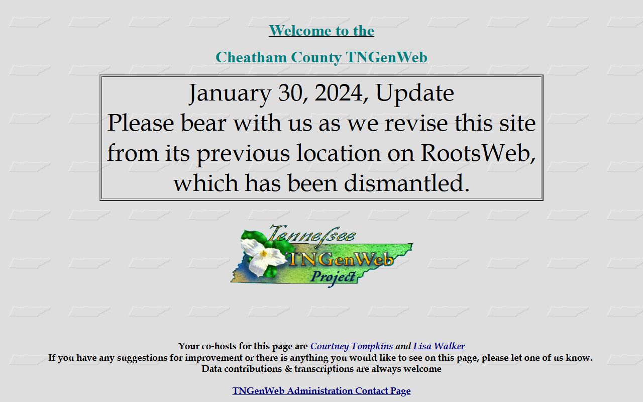 Cheatham County genealogy records from TNGenWeb