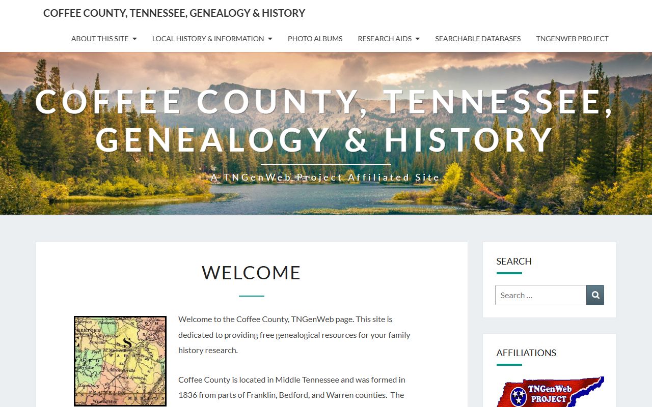 Coffee County genealogy records on the Coffee County TNGenWeb page