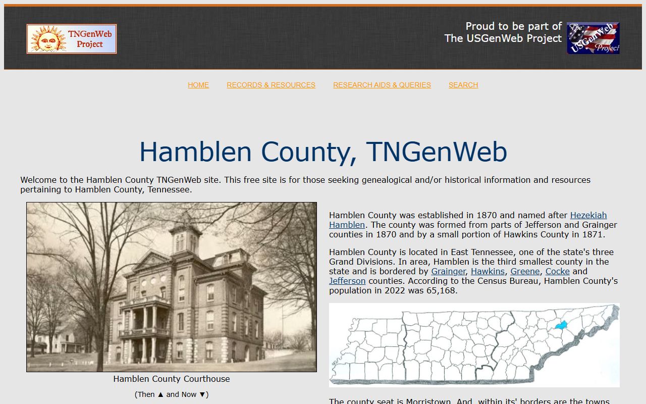 Morristown Genealogy Hamblen County TNGenWeb source