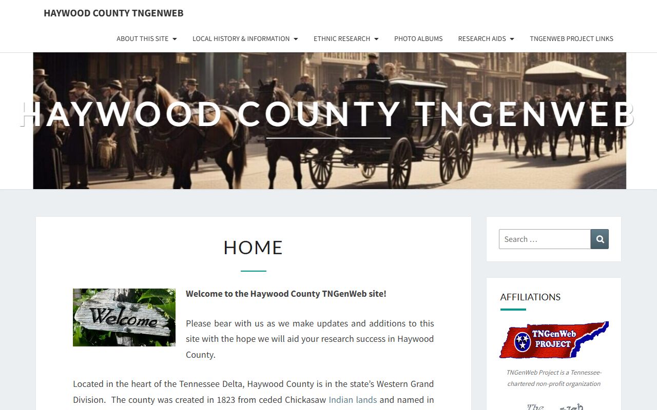 Haywood County genealogy records on the Haywood County TNGenWeb page
