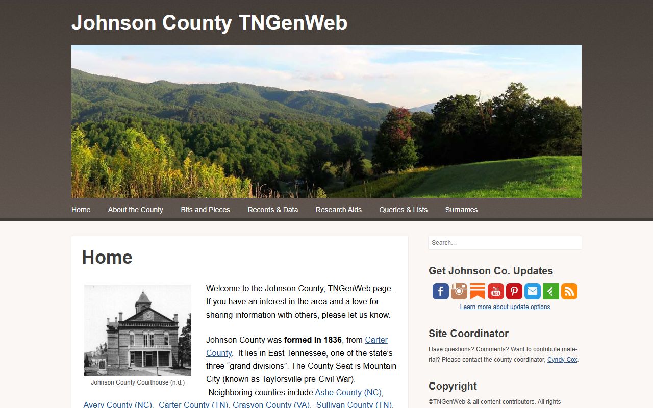 Johnson County Genealogy research source from Johnson County TNGenWeb