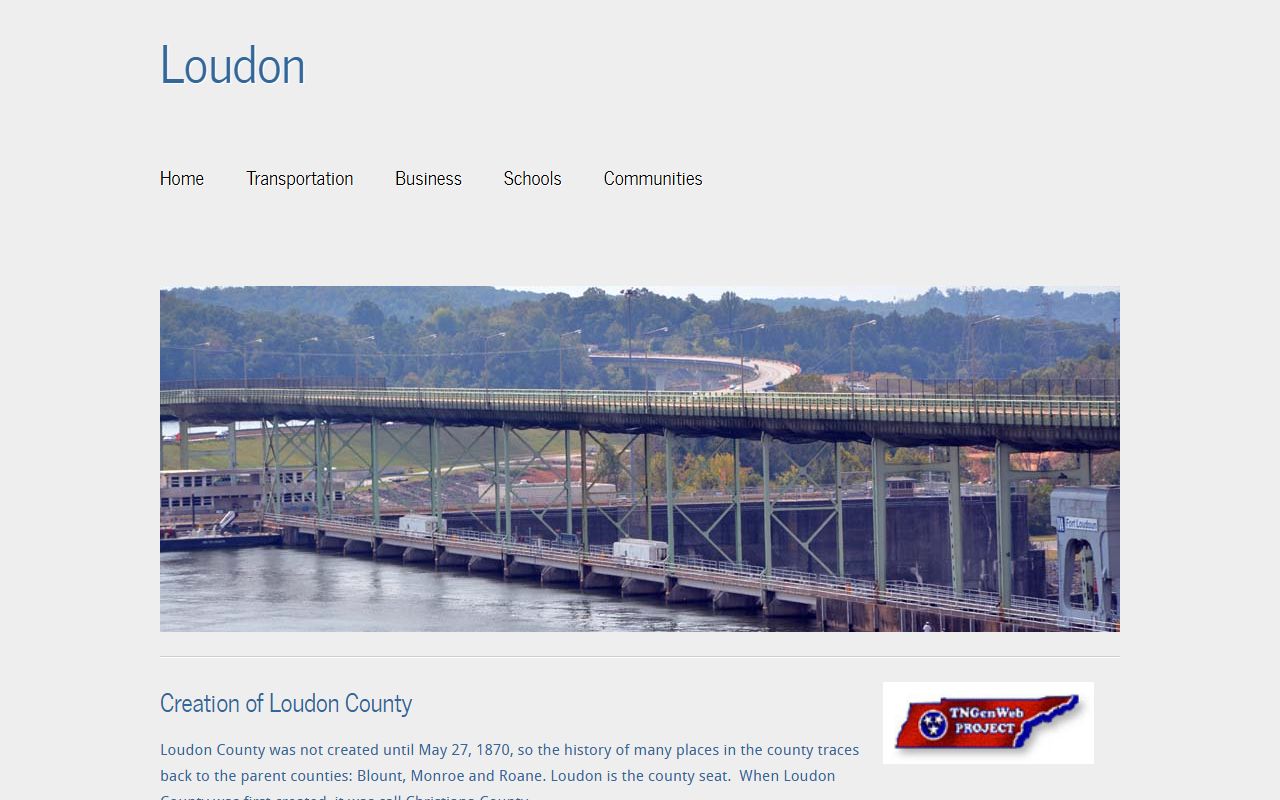 Loudon County genealogy records on the Loudon County TNGenWeb page