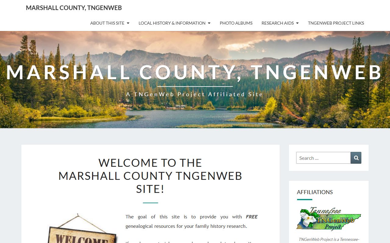 Marshall County genealogy records on the Marshall County TNGenWeb page