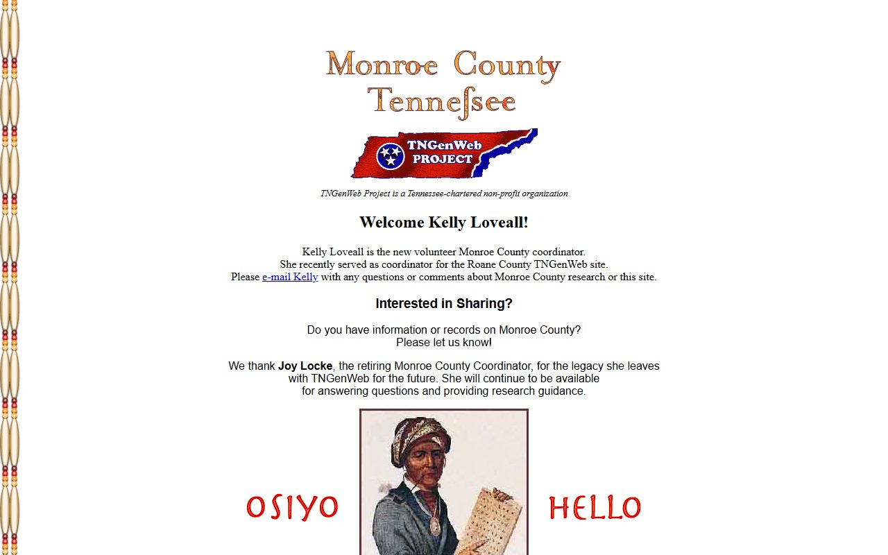 Monroe County genealogy records on the Monroe County TNGenWeb page