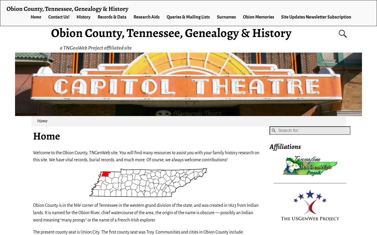 Obion County Genealogy county government image