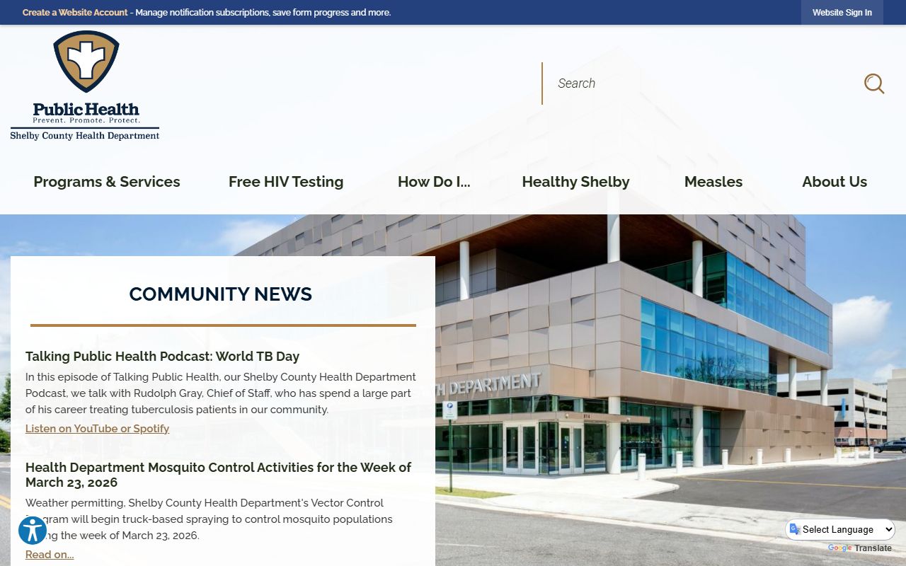 Shelby County genealogy records on the Shelby County Health Department page