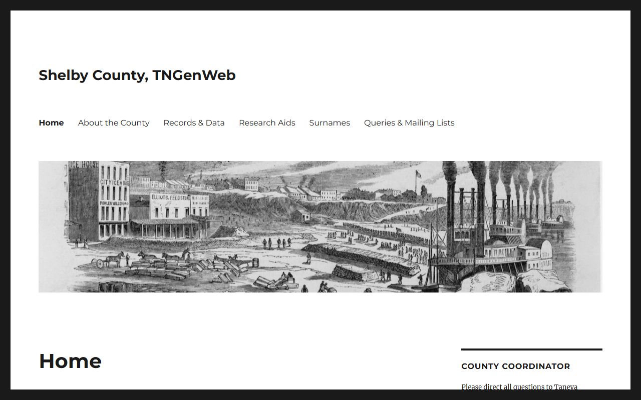 Shelby County genealogy records on the Shelby County TNGenWeb page