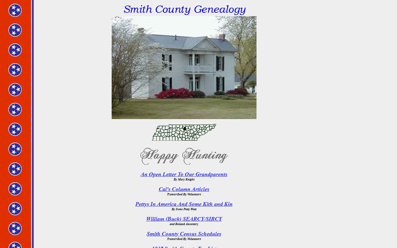 Smith County genealogy records on the Smith County TNGenWeb page