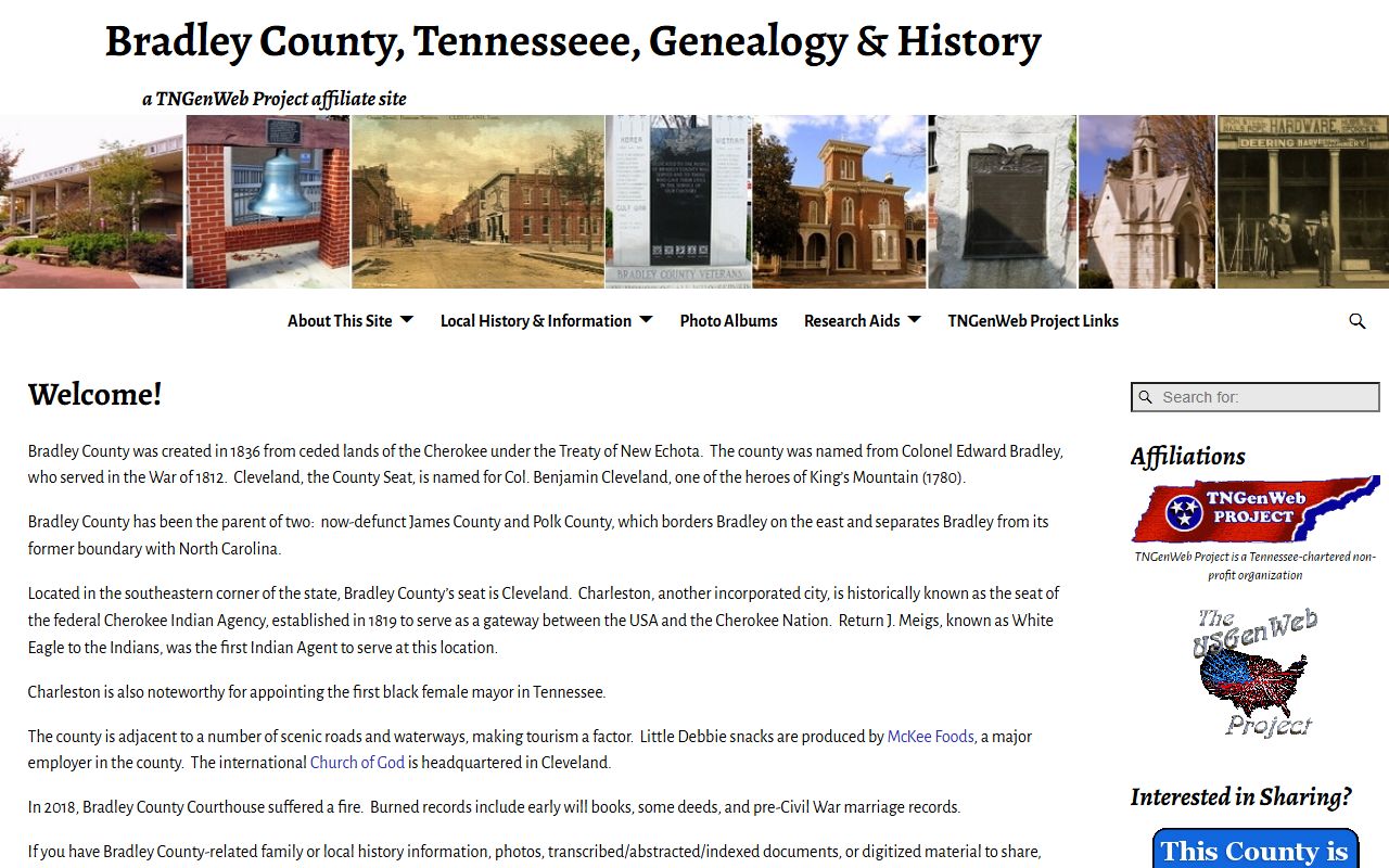 Bradley County genealogy records at TNGenWeb