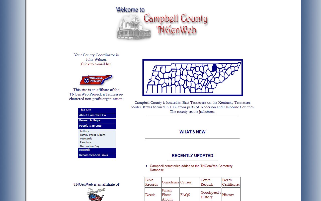 Campbell County genealogy records at TNGenWeb