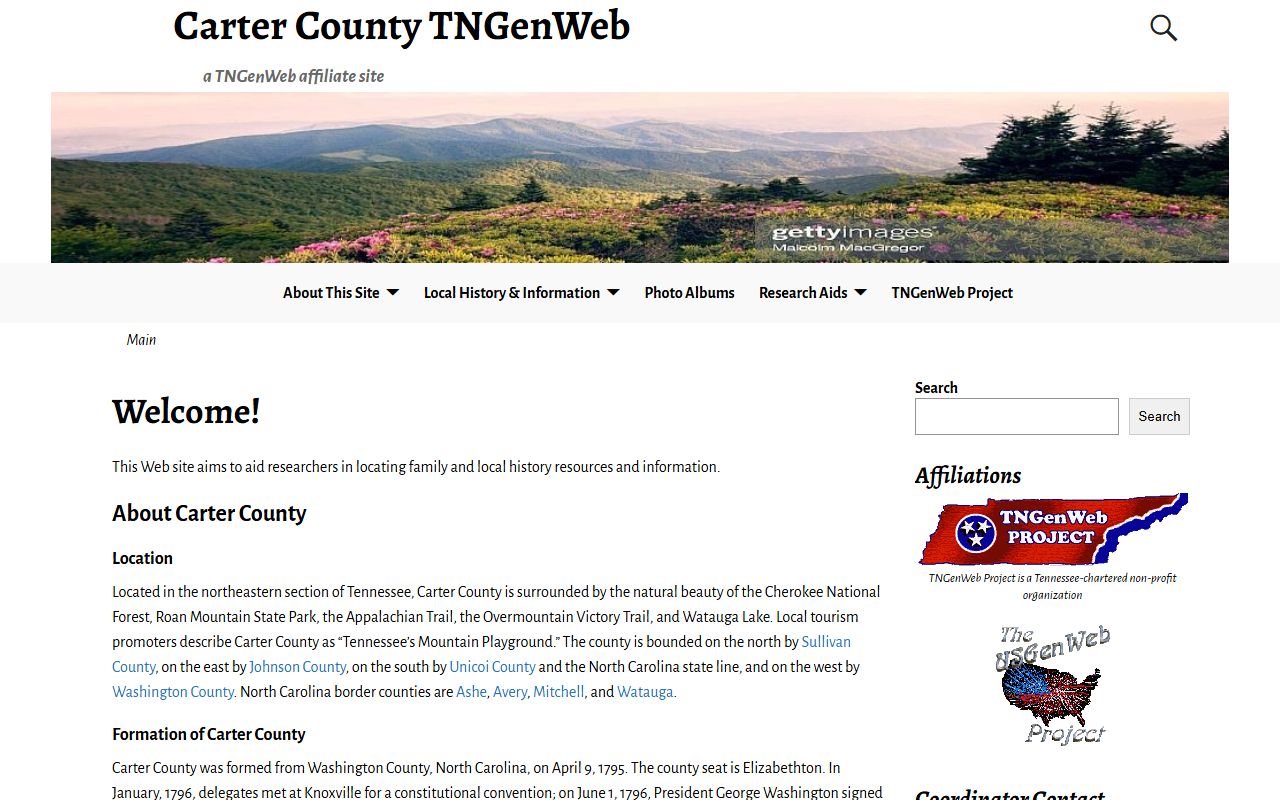 Carter County genealogy records at TNGenWeb