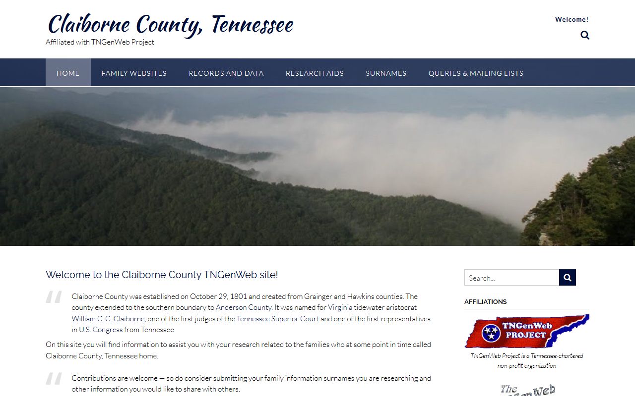 Claiborne County genealogy records from TNGenWeb