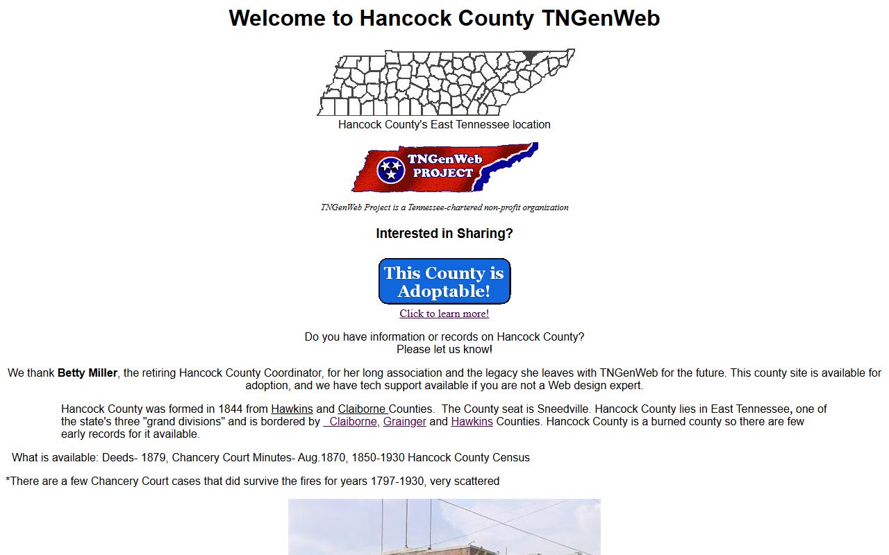 Hancock County genealogy records on the Hancock County TNGenWeb page