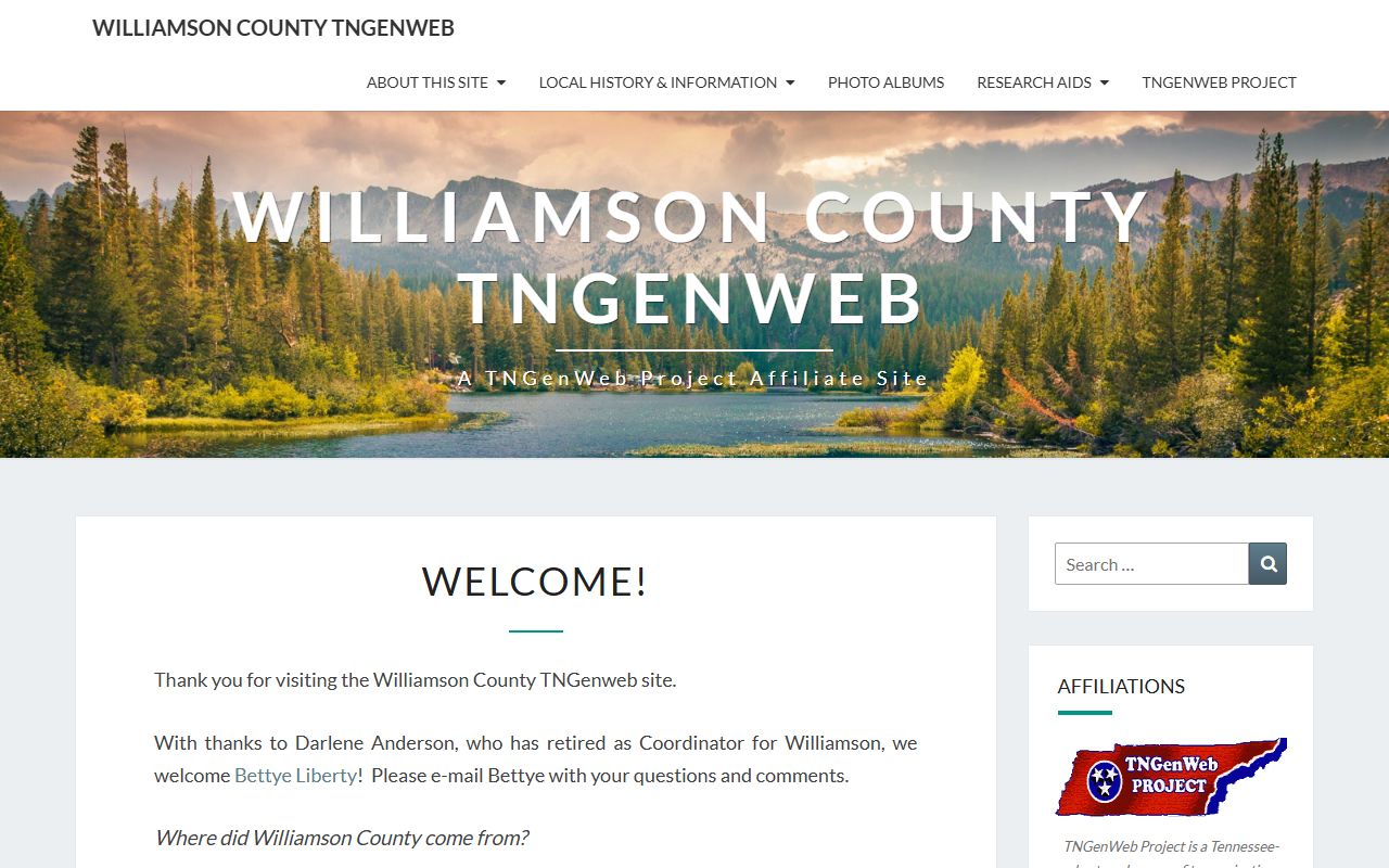 Williamson County genealogy resources on the Williamson County TNGenWeb page