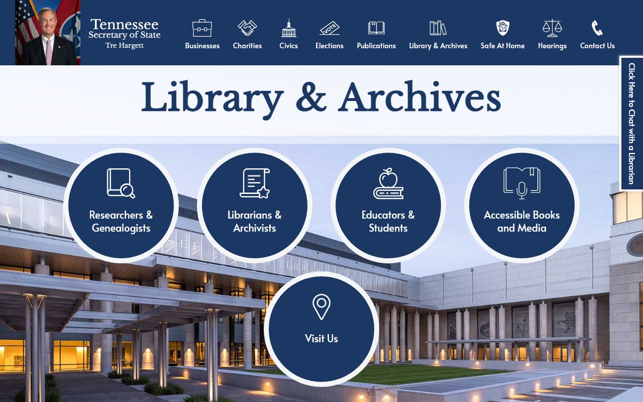 Tennessee Genealogy resources at the Tennessee State Library and Archives