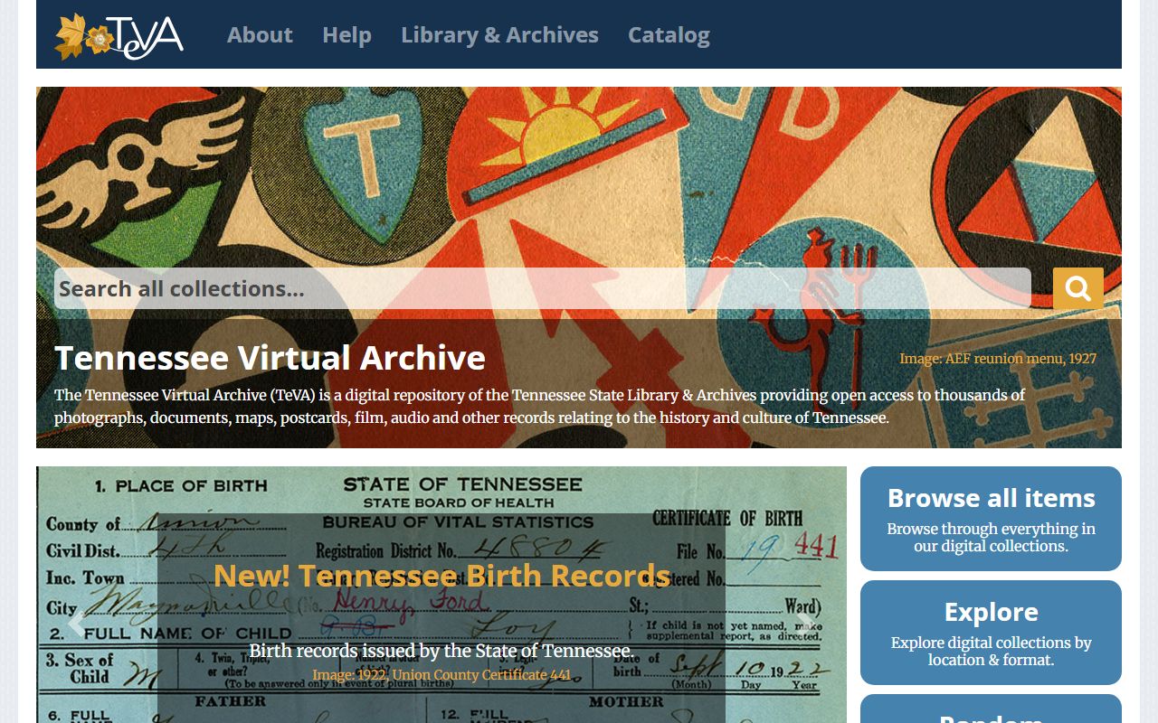 Tennessee Genealogy search at the Tennessee Virtual Archive